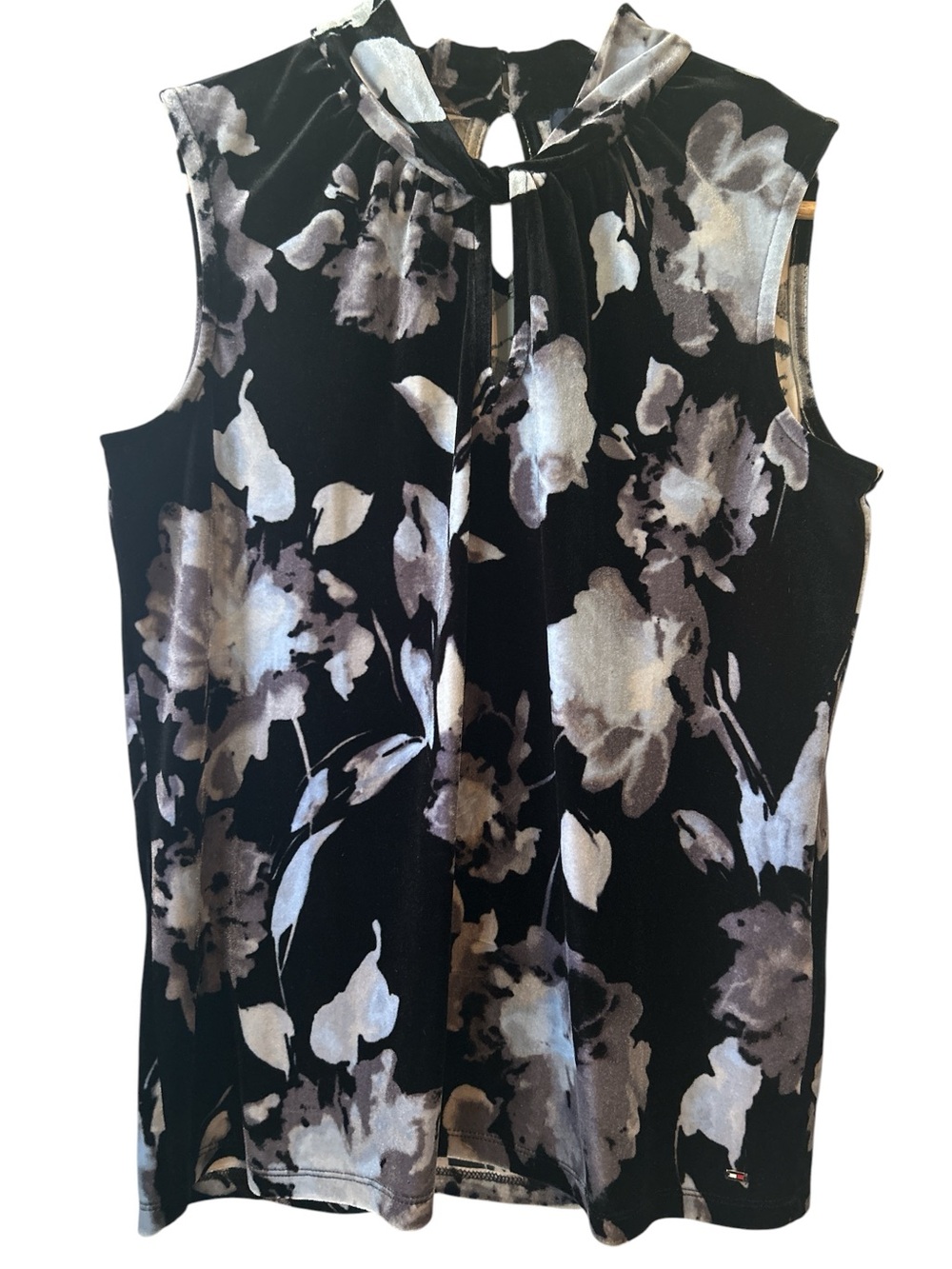 Tommy Hilfiger Velvet Sleeveless Top Floral Women’s Size Small Whimisgoth